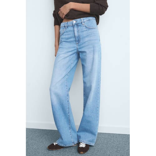 Mango high waist flared jeans medium blue denim afbeelding