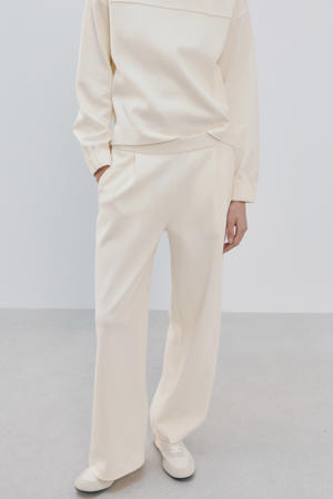 wide leg regular waist broek ecru