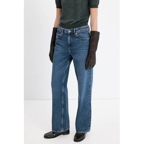 Mango low waist straight leg jeans medium blue denim afbeelding