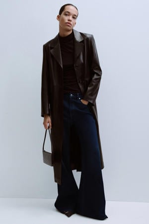 low waist flared jeans dark blue denim