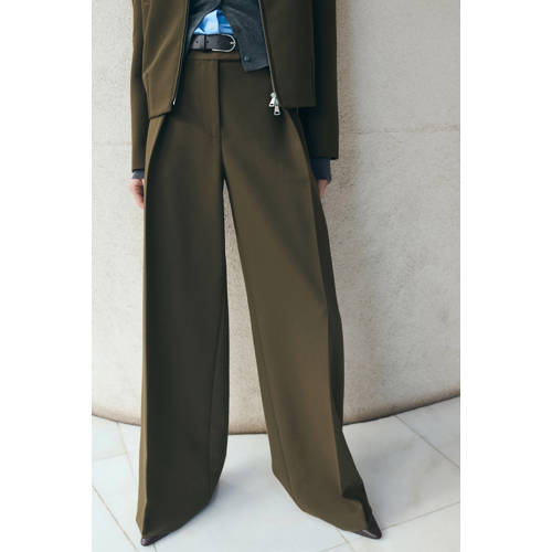 Mango regular waist pantalon kaki afbeelding