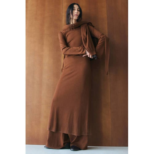 Mango maxi jurk bruin afbeelding