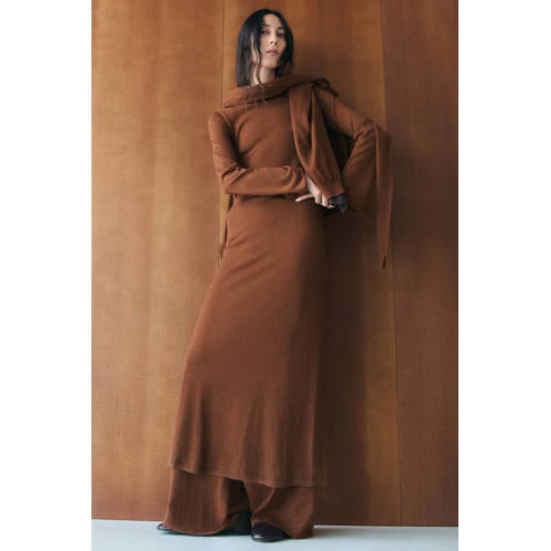 Mango maxi jurk bruin afbeelding