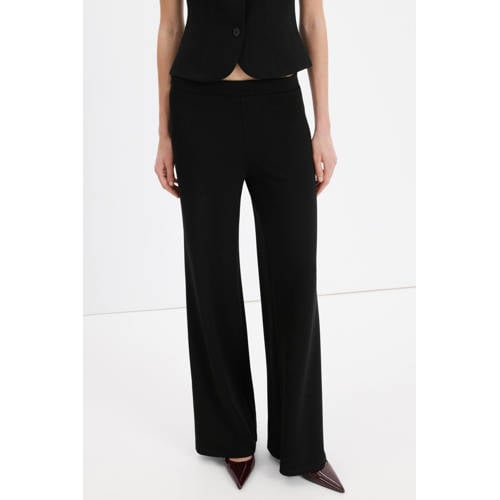 Mango straight regular waist broek zwart afbeelding