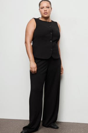 straight regular waist broek zwart