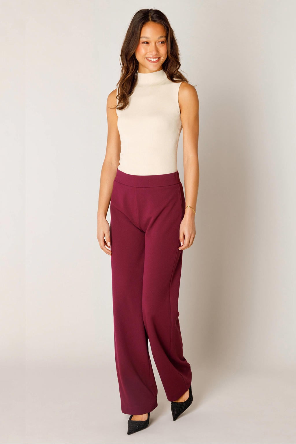 Base Level wide leg high waist broek