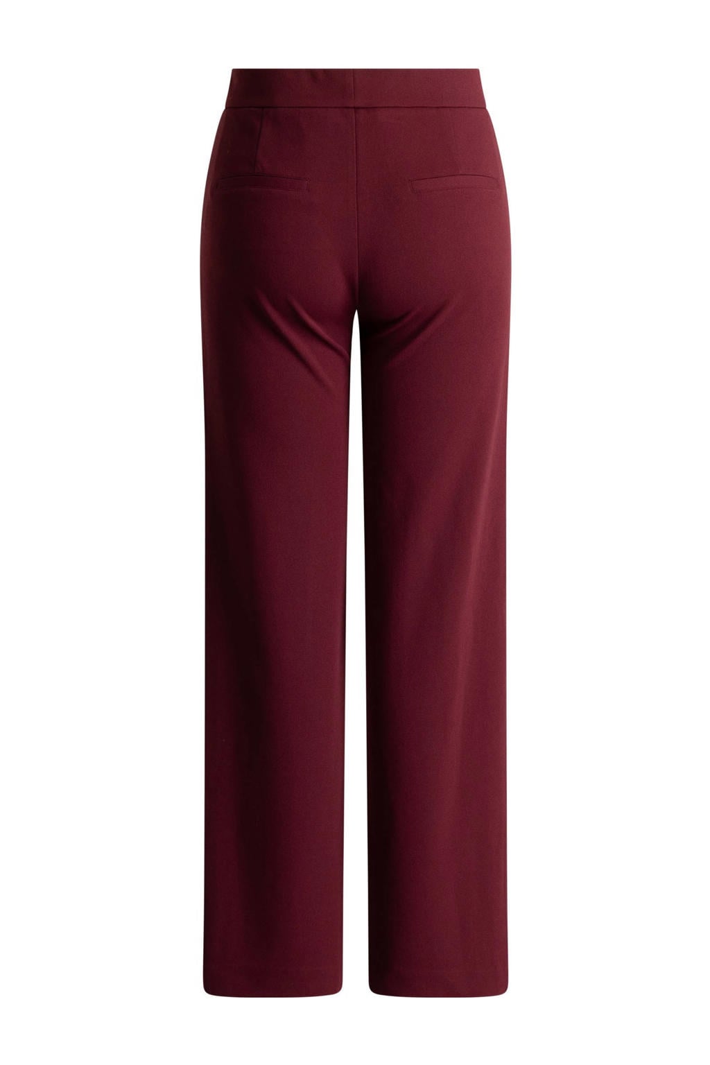 Donkerrode dames Base Level wide leg high waist broek met effen