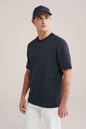 regular gestreepte T-shirt donkerblauw