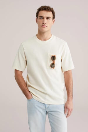 relaxed T-shirt met textuur beige
