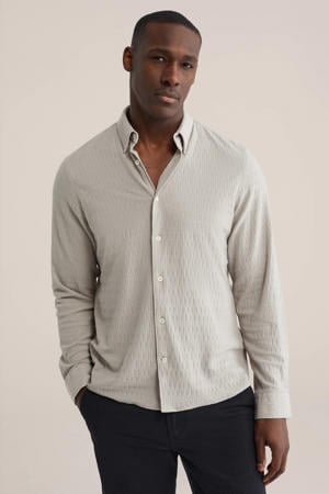 regular casual overhemd met textuur grijs
