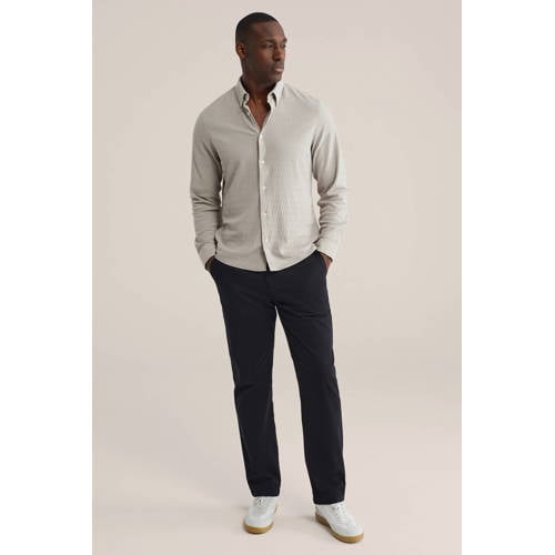 WE Fashion regular casual overhemd met textuur grijs afbeelding