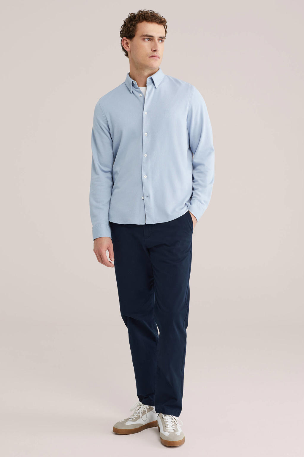 WE Fashion regular casual overhemd lichtblauw