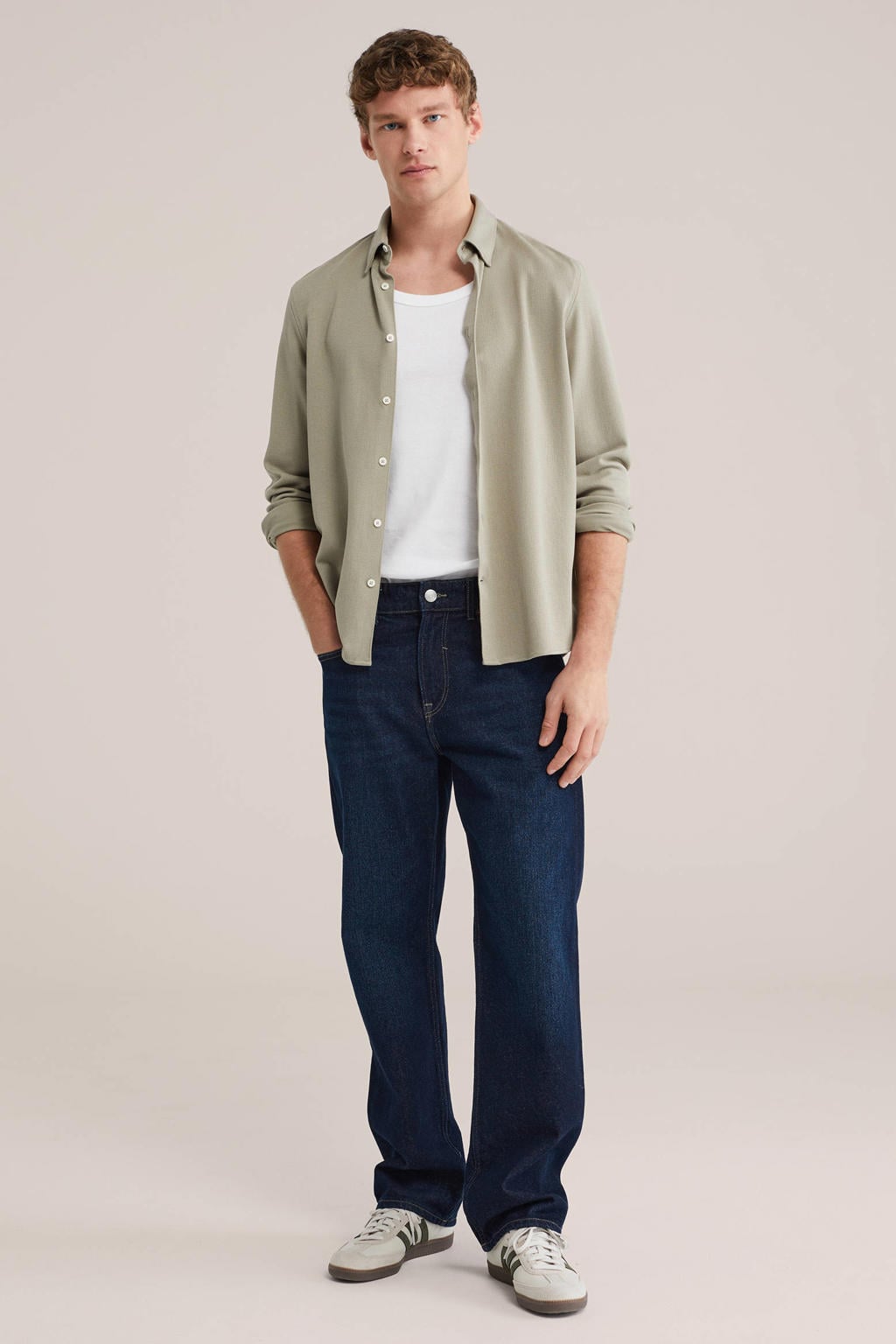 WE Fashion regular casual overhemd lichtgroen