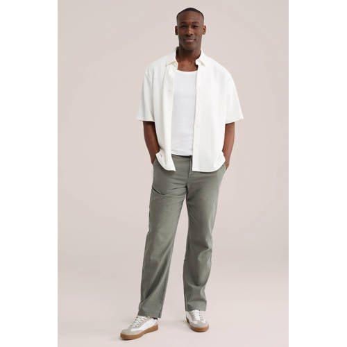 WE Fashion regular casual broek met linnen groen afbeelding