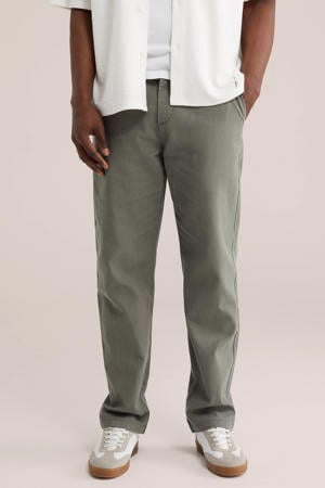 regular casual broek met linnen groen