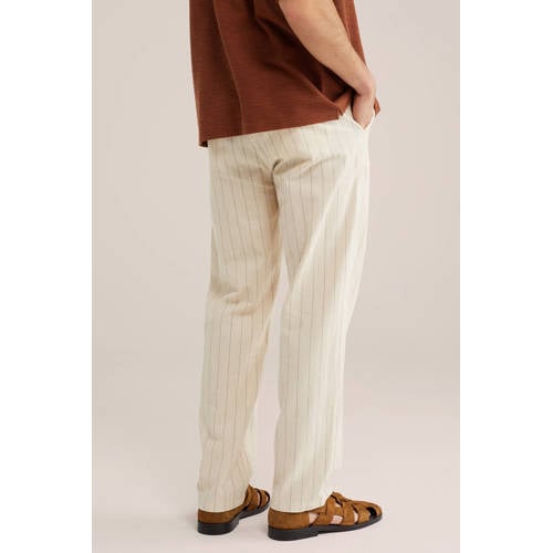 WE Fashion regular casual broek met linnen beige afbeelding