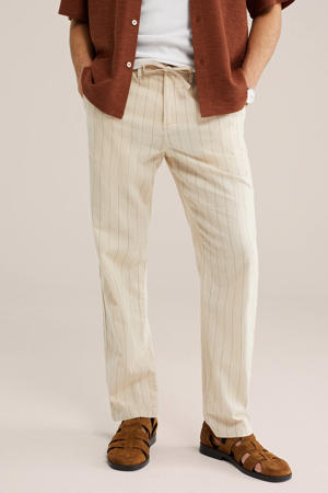 regular casual broek met linnen beige