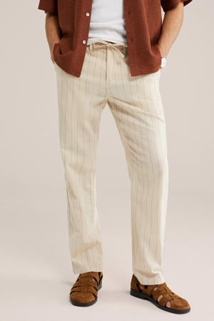 regular casual broek met linnen beige