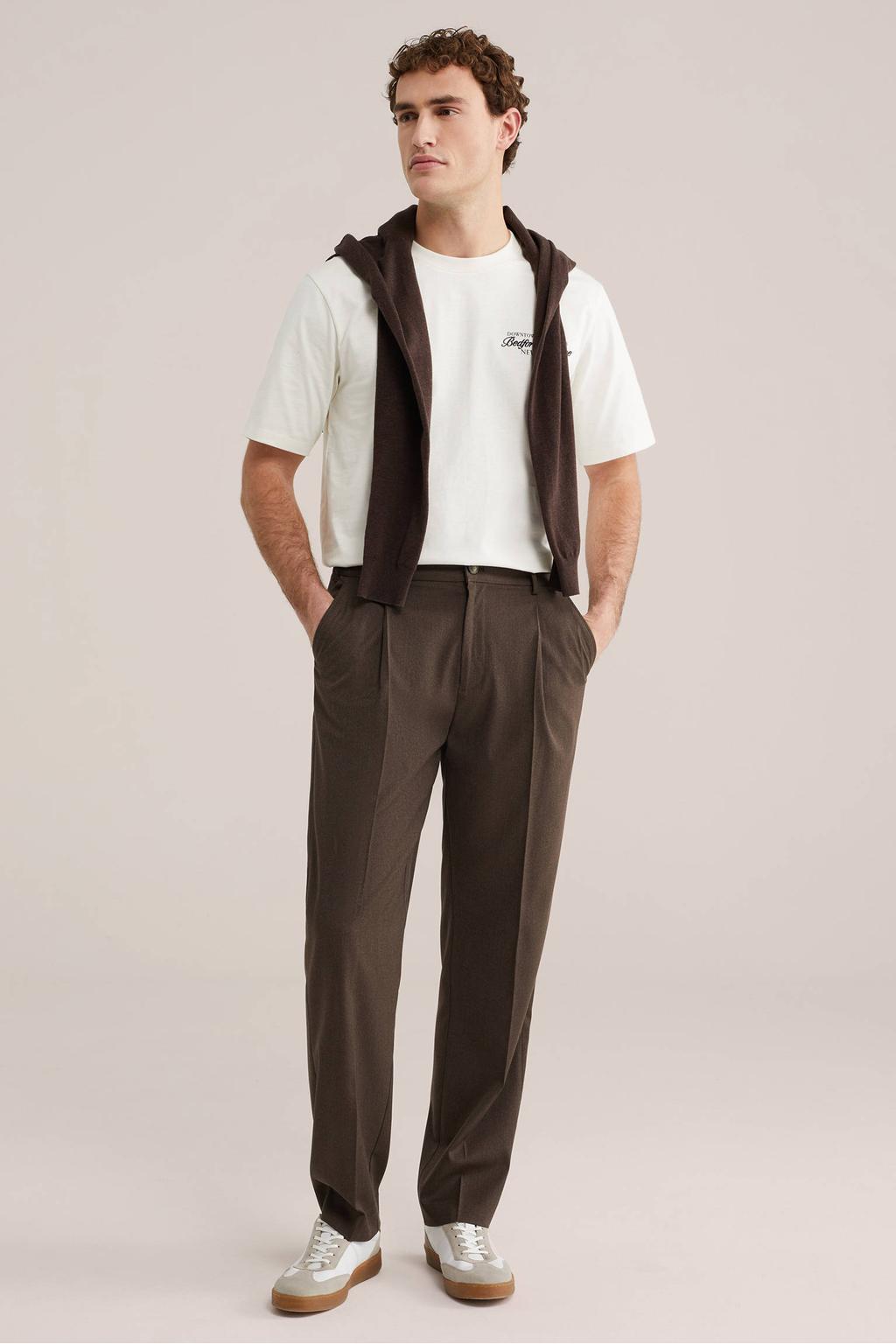 WE Fashion tapered chino donkerbruin