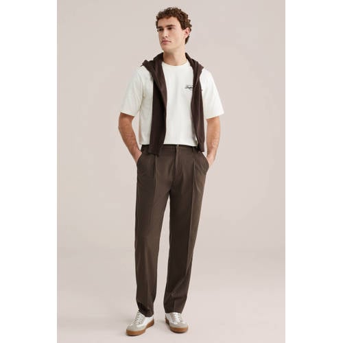 WE Fashion tapered chino donkerbruin afbeelding