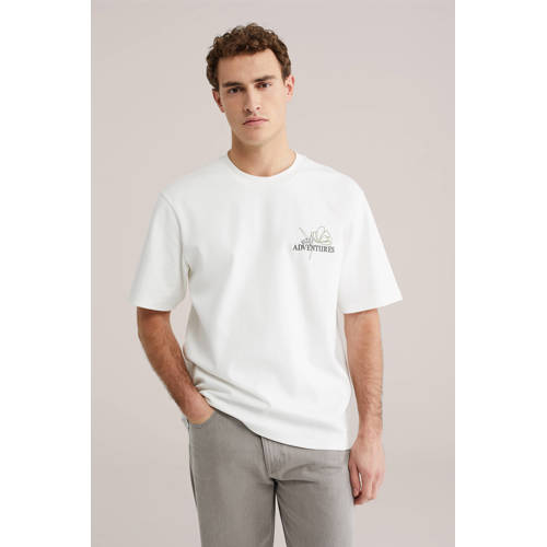 WE Fashion oversized T-shirt met backprint ecru afbeelding