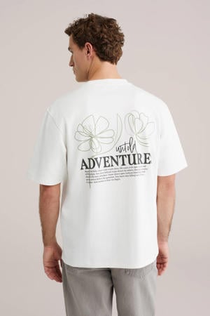 oversized T-shirt met backprint ecru