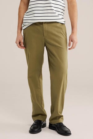 regular chino met linnen groen