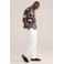 WE Fashion regular chino met linnen ecru