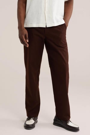 regular chino met linnen donkerrood