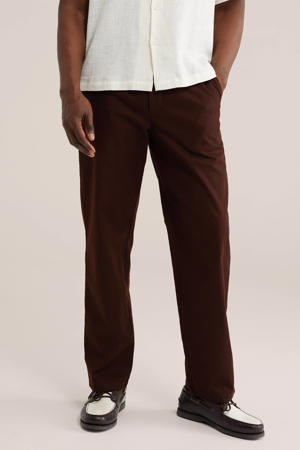 regular chino met linnen donkerrood