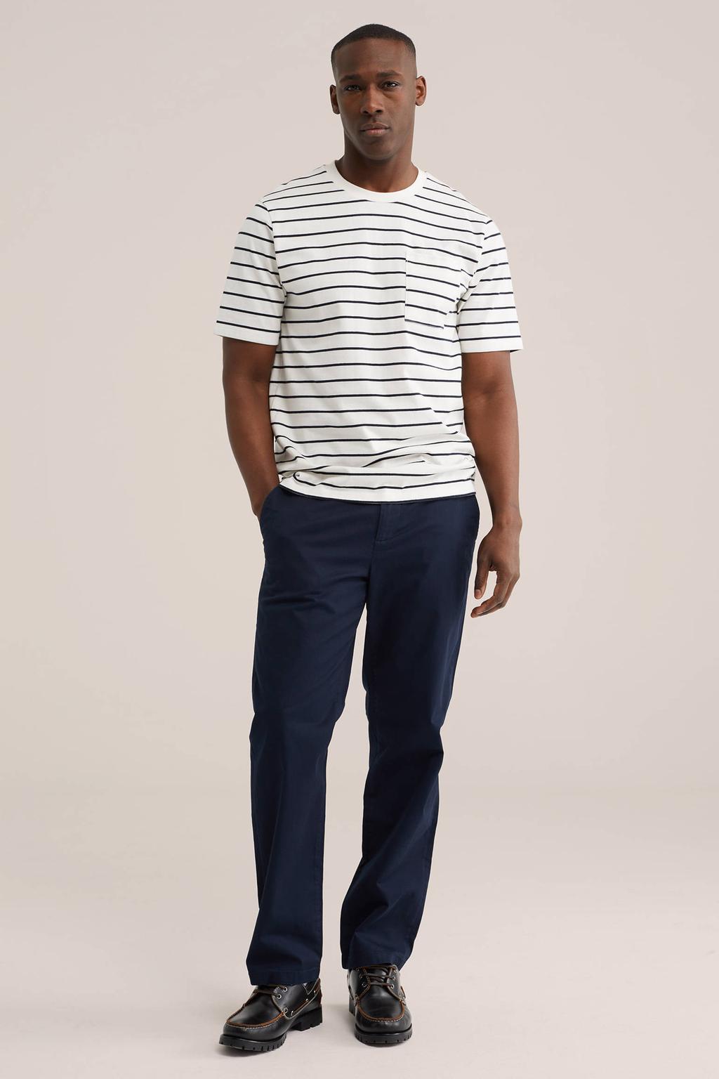 WE Fashion regular chino donkerblauw