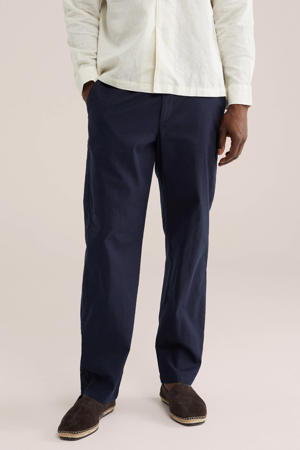 regular chino met linnen donkerblauw
