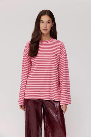 gestreepte longsleeve roze