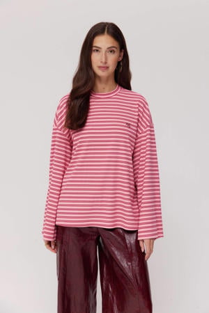 gestreepte longsleeve roze