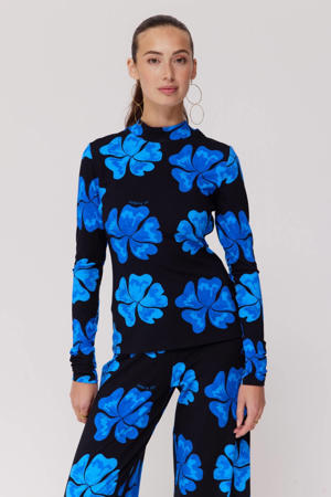 gebloemde top zwart