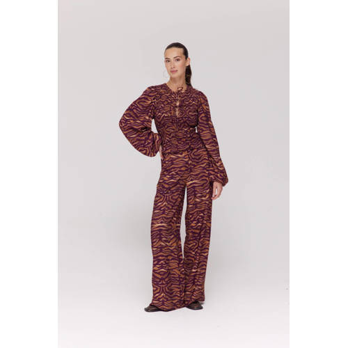 HARPER & YVE wide leg high waist broek bruin afbeelding