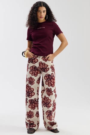 MAYRA-PA gebloemde wide leg jeans ecru