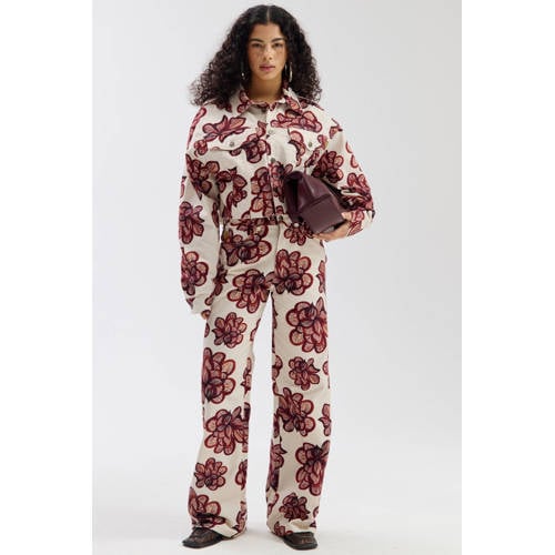 HARPER & YVE MAYRA-PA gebloemde wide leg jeans ecru afbeelding