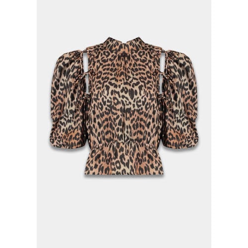 HARPER & YVE peplum top met dierenprint bruin afbeelding