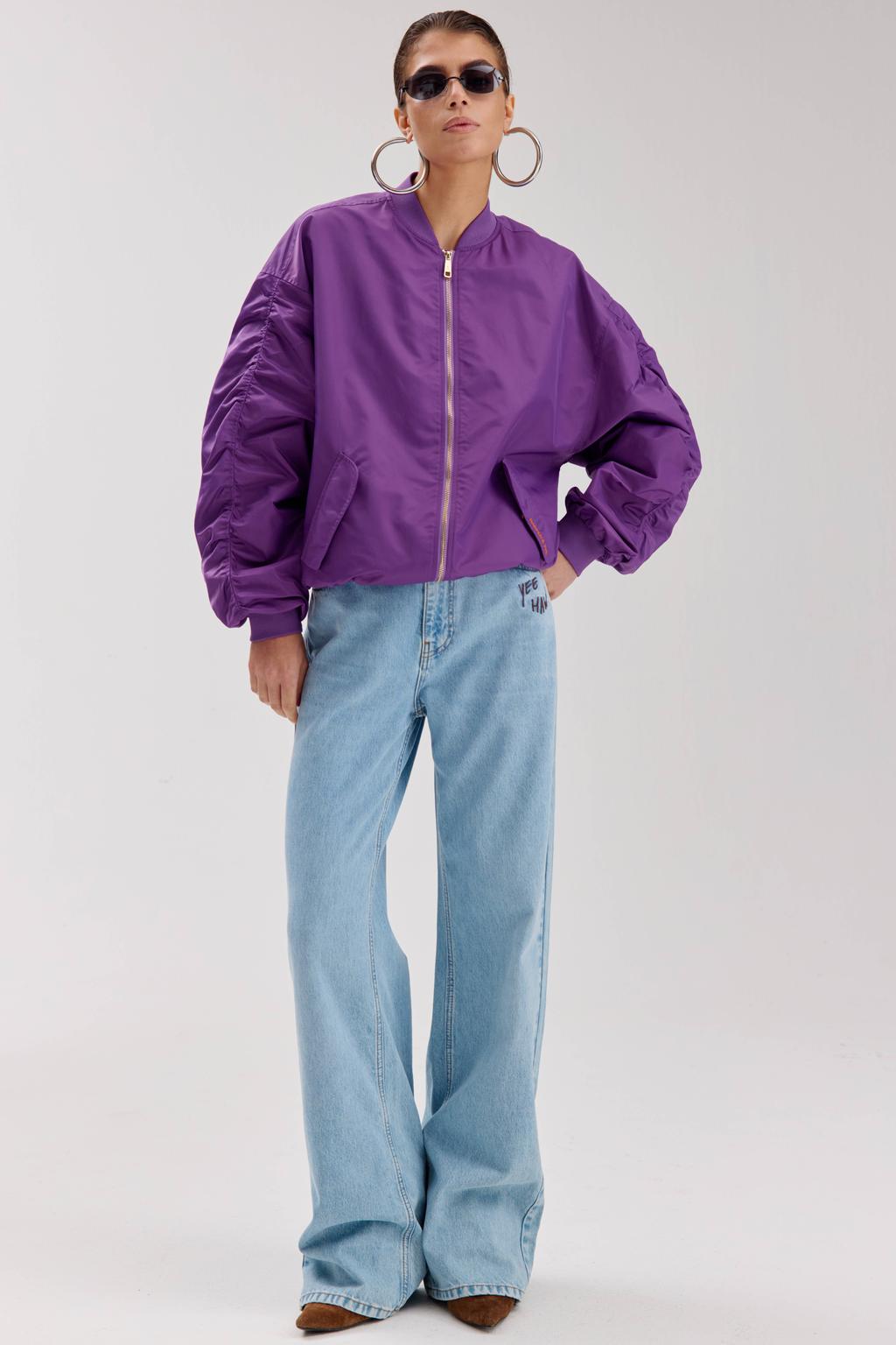 Light blue denim dames HARPER & YVE wide leg jeans van denim met rits- en knoopsluiting en effen