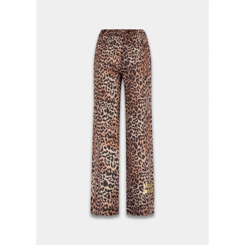 HARPER & YVE wide leg high waist broek met dierenprint bruin afbeelding