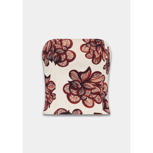 HARPER & YVE denim gebloemde strapless top ecru afbeelding