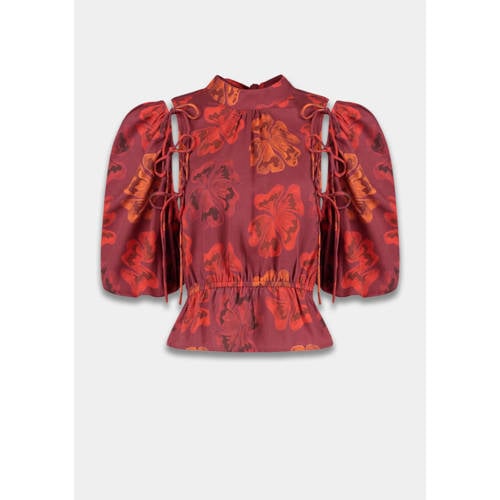 HARPER & YVE gebloemde peplum top roodbruin afbeelding
