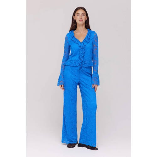 HARPER & YVE kanten wide leg regular waist broek blauw afbeelding