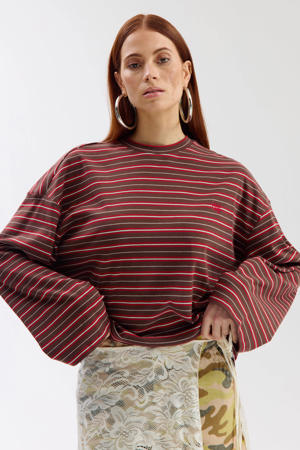 gestreepte T-shirt bruin