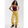 HARPER & YVE imitatieleren wide leg regular waist broek met dierenprint geel