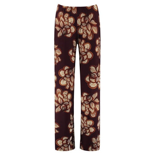 HARPER & YVE wide leg regular waist gebloemde broek bruin afbeelding