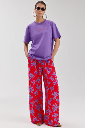 T-shirt met backprint paars