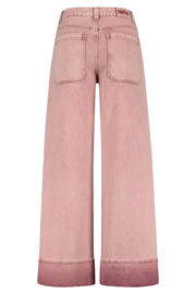 thumbnail: Lichtroze dames HARPER & YVE wide leg jeans van denim met rits- en knoopsluiting en effen