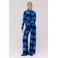 HARPER & YVE wide leg regular waist gebloemde casual broek blauw